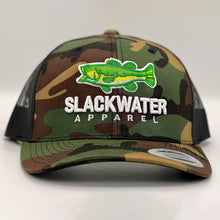 Load image into Gallery viewer, Camo Green Largemouth Bass Trucker Snapback