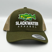 Load image into Gallery viewer, Moss Khaki Largemouth Bass Trucker Snapback