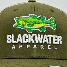 Load image into Gallery viewer, Moss Khaki Largemouth Bass Trucker Snapback