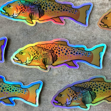 Load image into Gallery viewer, Holographic Mini Skeleton Brown Zombie Trout Sticker