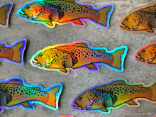 Load image into Gallery viewer, Holographic Mini Skeleton Brown Zombie Trout Sticker