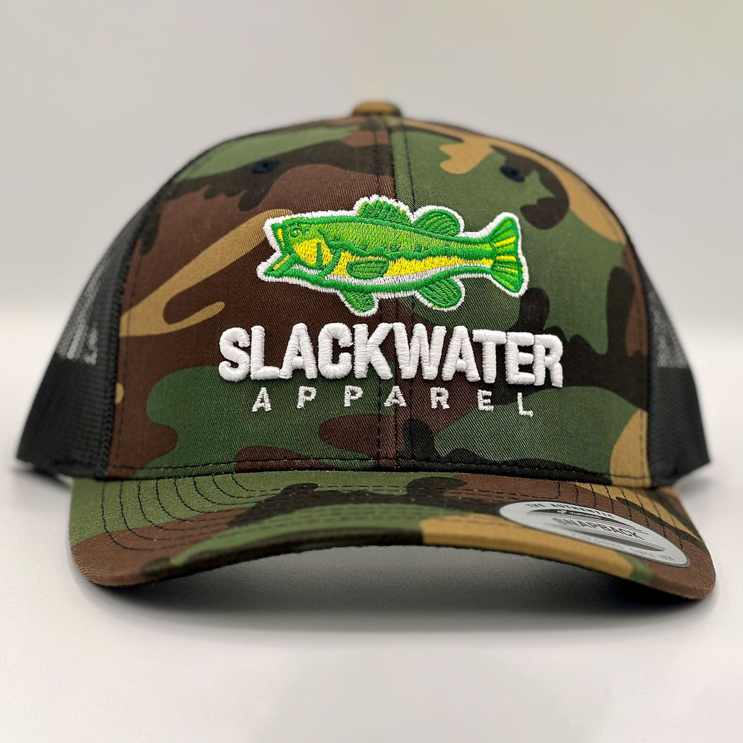 Camo Green Largemouth Bass Trucker Snapback