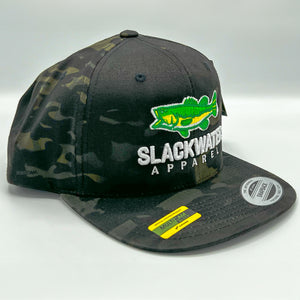 Multicam Black Largemouth Bass Flat Bill SnapBack