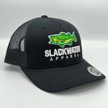 Load image into Gallery viewer, Black Largemouth Bass Trucker Snapback
