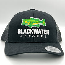 Load image into Gallery viewer, Black Largemouth Bass Trucker Snapback
