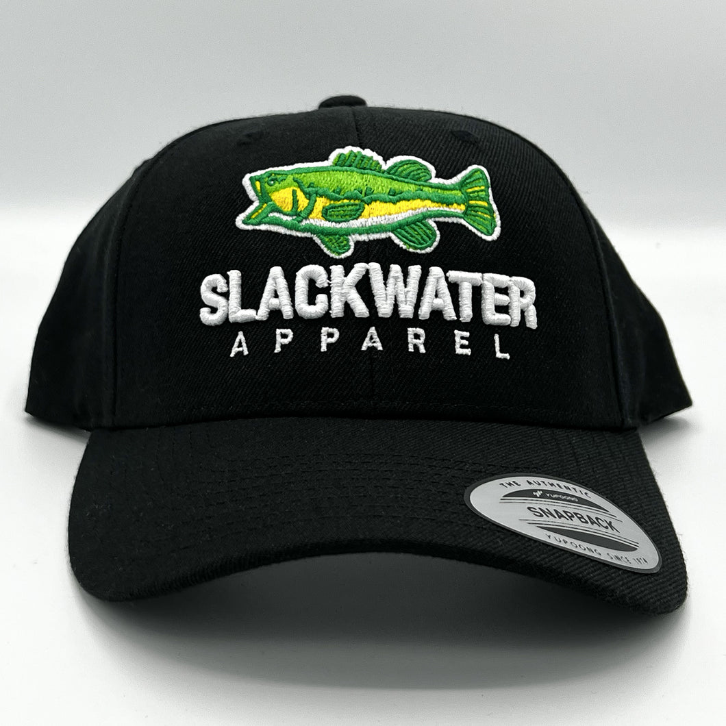 Black Largemouth Bass Curved Bill Snapback