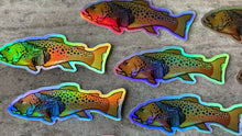 Load and play video in Gallery viewer, Holographic Mini Skeleton Brown Zombie Trout Sticker
