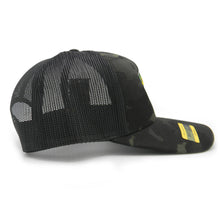 Load image into Gallery viewer, Dark Camo Yupoong Bluegill Trucker-Style Snapback
