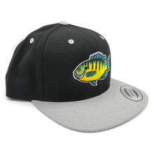 Load image into Gallery viewer, Black and Gray Yupoong Bluegill Snapback
