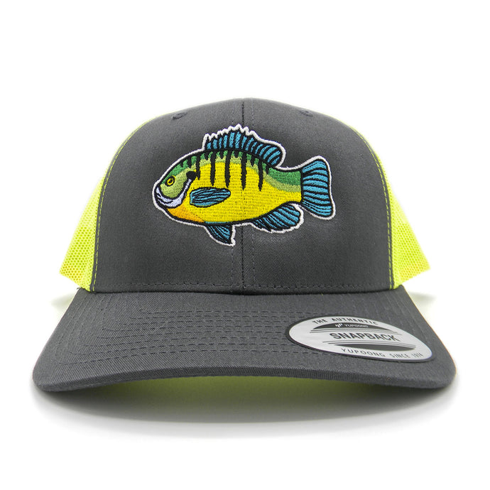 Charcoal and Neon Green Yupoong Bluegill Trucker-Style Snapback