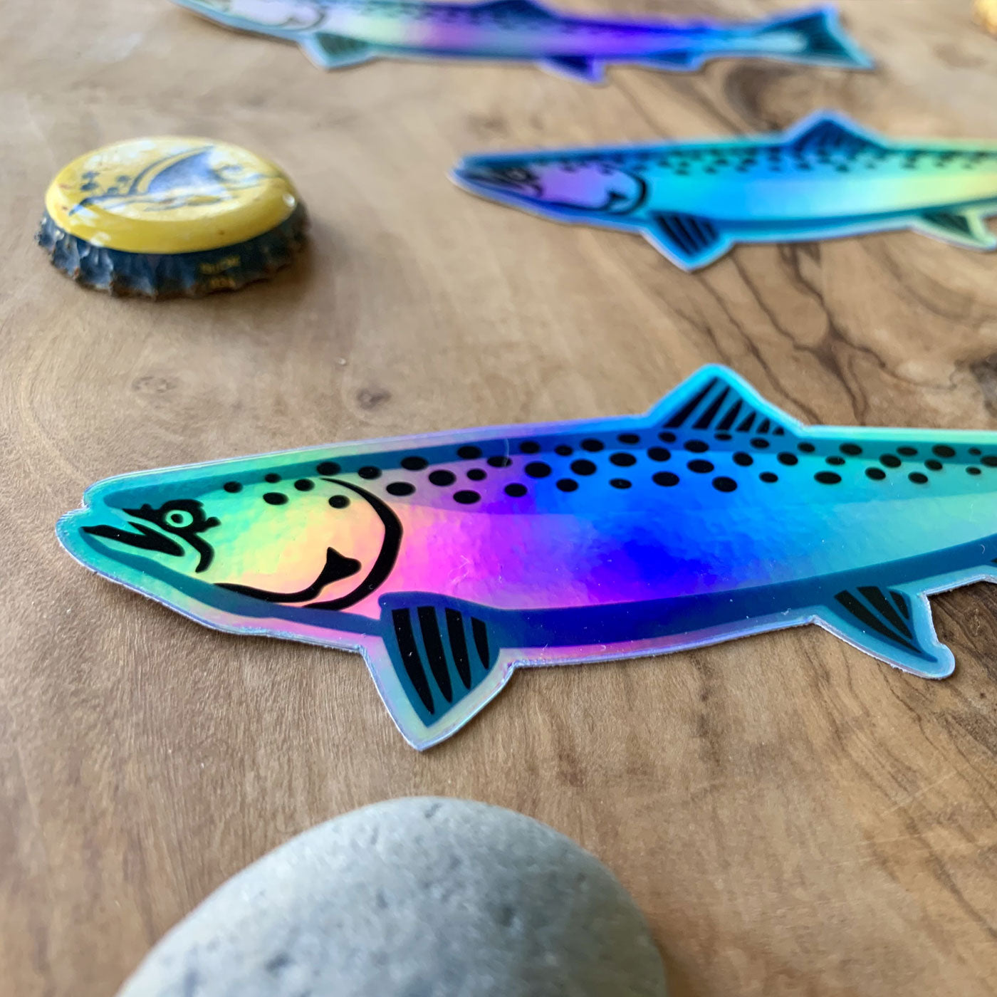 Holographic King Salmon Sticker – Slackwater Apparel LLC