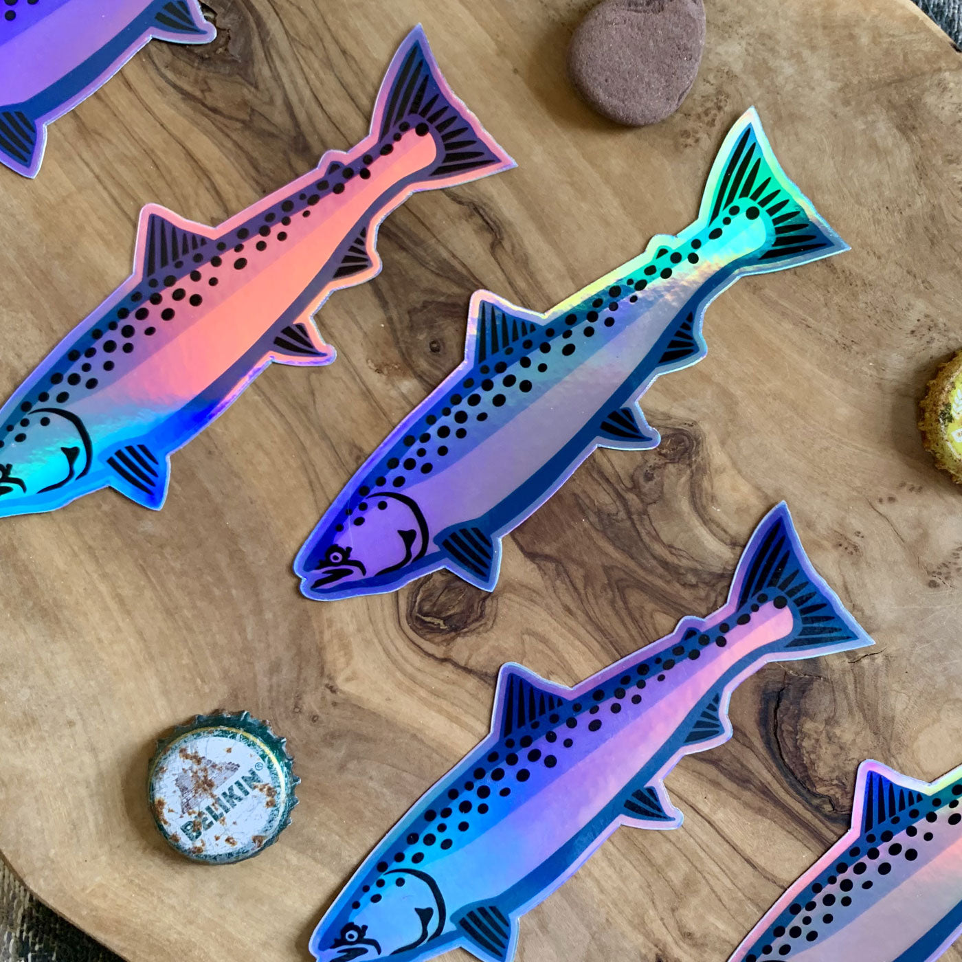 Holographic King Salmon Sticker