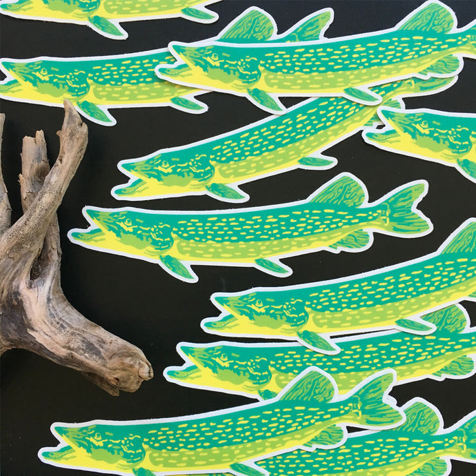 Wisconsin Northwoods Die Cut Northern Pike Stickers